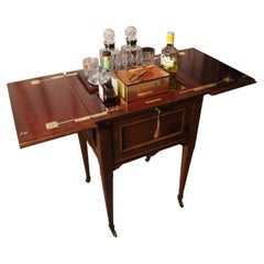 Luxurious London Made 1920s Pop Up Dry Bar Drinks Cabinet With Decanters