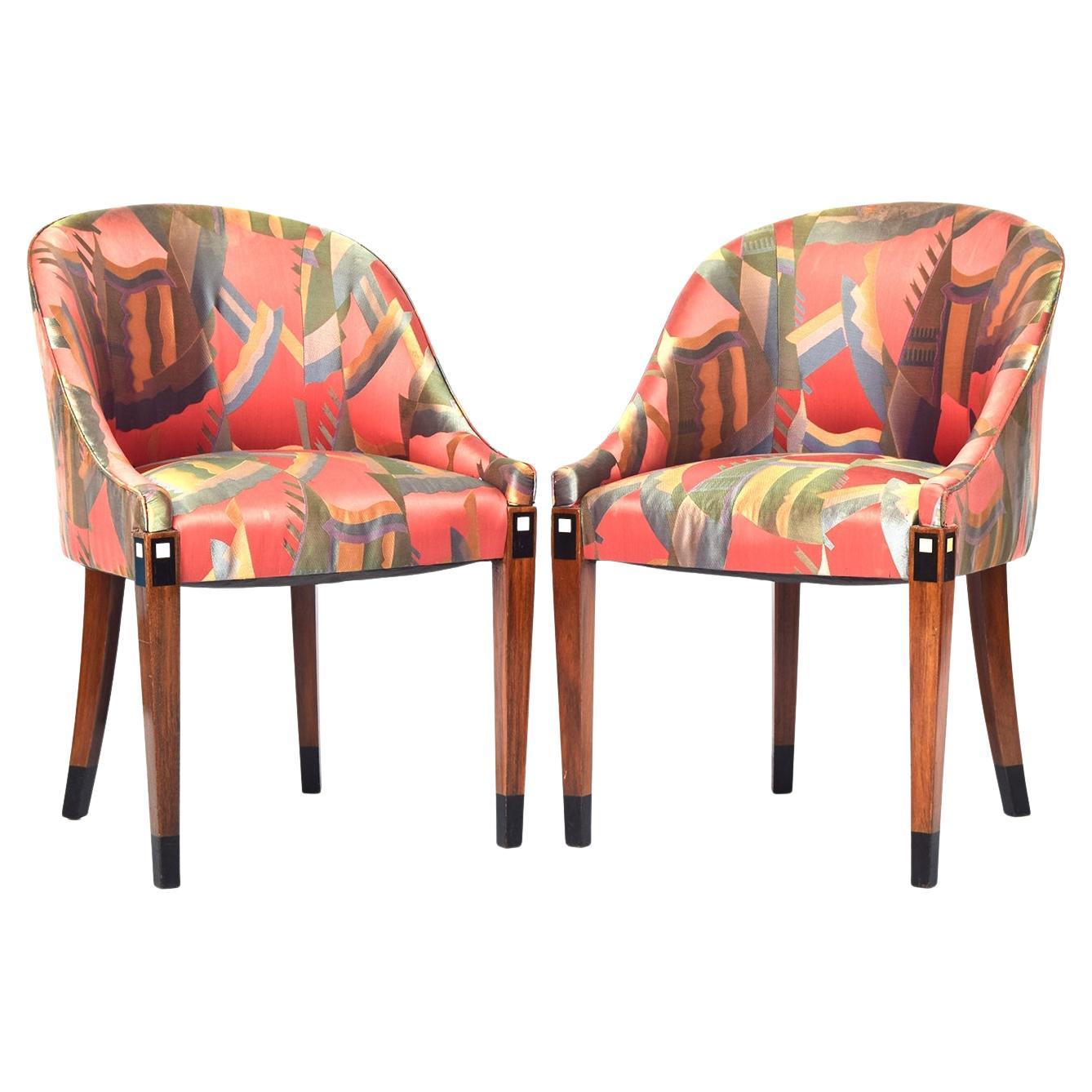 Sue et Mare Style French Art Deco 1930's Tub Chairs With Original Upholstery For Sale