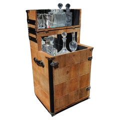 Seltene High-End-Cocktailbar mit maßgeschneidertem Chagrin-Reiselongue-Cocktail aus Chagrinleder von Ginger Brown