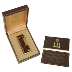 Rare Dunhill Rollagas Bordeaux Gold Dust Cigarette Lighter With Dunhill Box