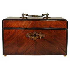 Antique 19th Century English Victorian Walnut Veneer Parquetry Tea Caddy