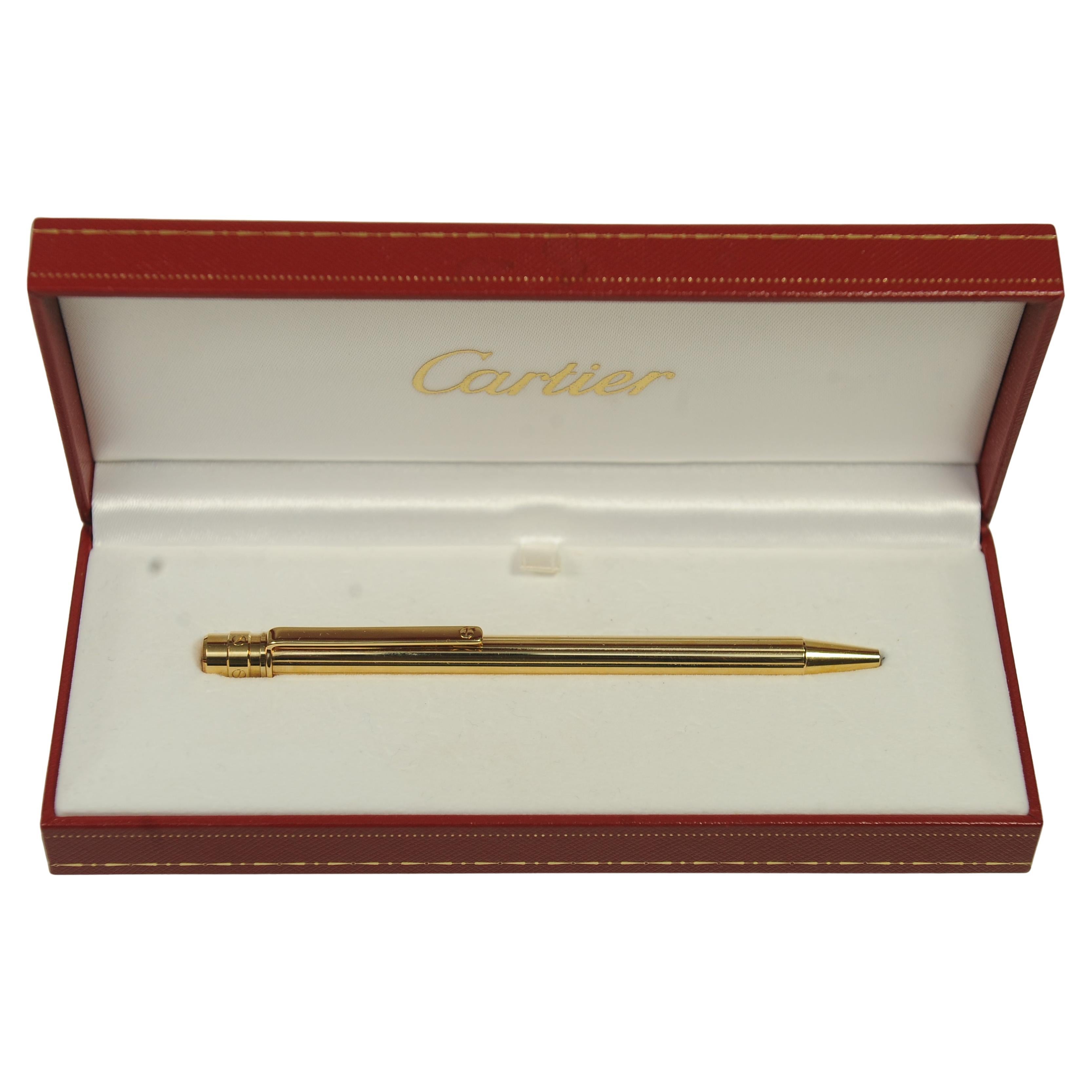 Cartier 18ct Gold Plated Ballpoint Pen in Original Cartier Box 1