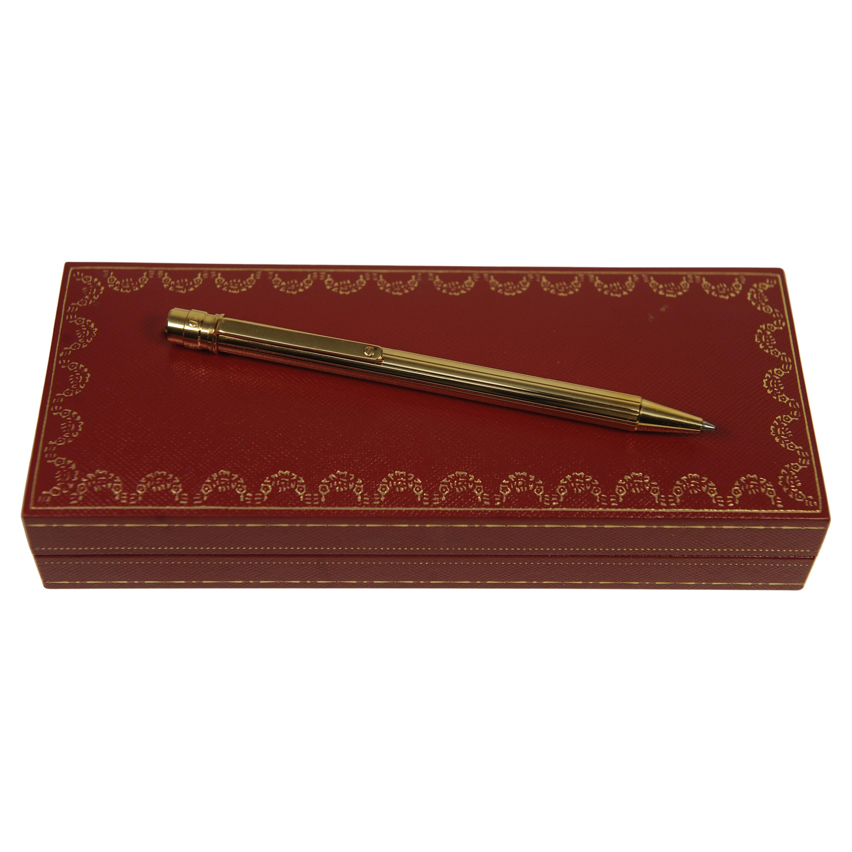 Cartier 18ct Gold Plated Ballpoint Pen in Original Cartier Box In Good Condition In Reading, Berkshire