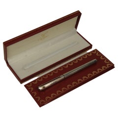 Cartier Silver Plated Fountain Pen With 18ct Gold Nib In Cartier Box & Paperwork