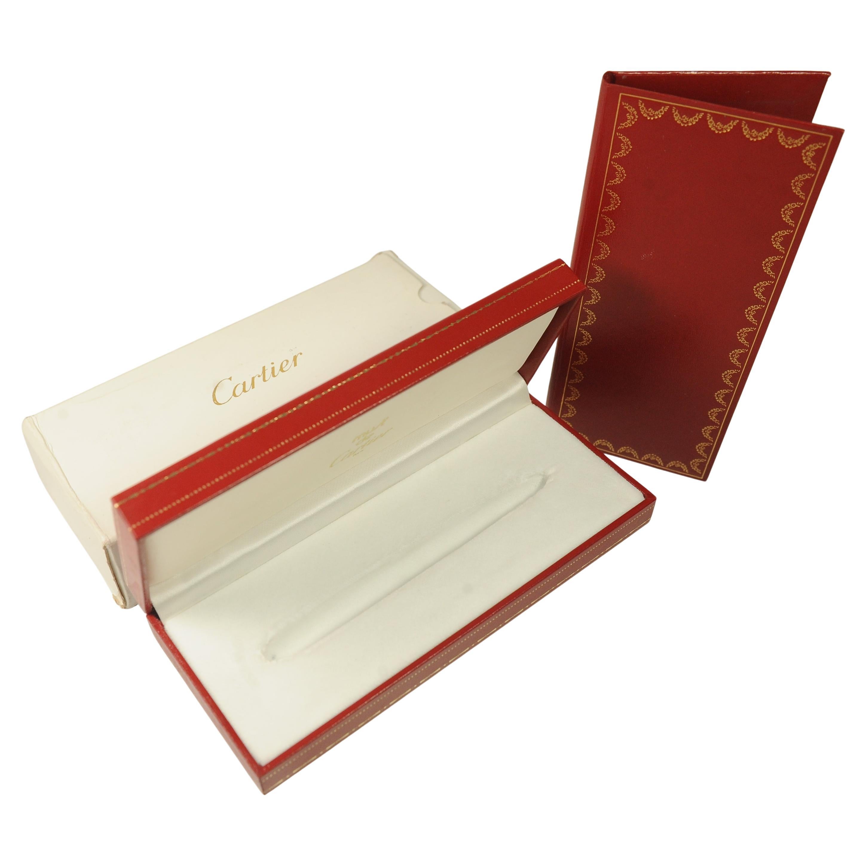 Cartier 18ct Gold Plated & Brushed Steel Ballpoint Pen in Original Box For Sale 3