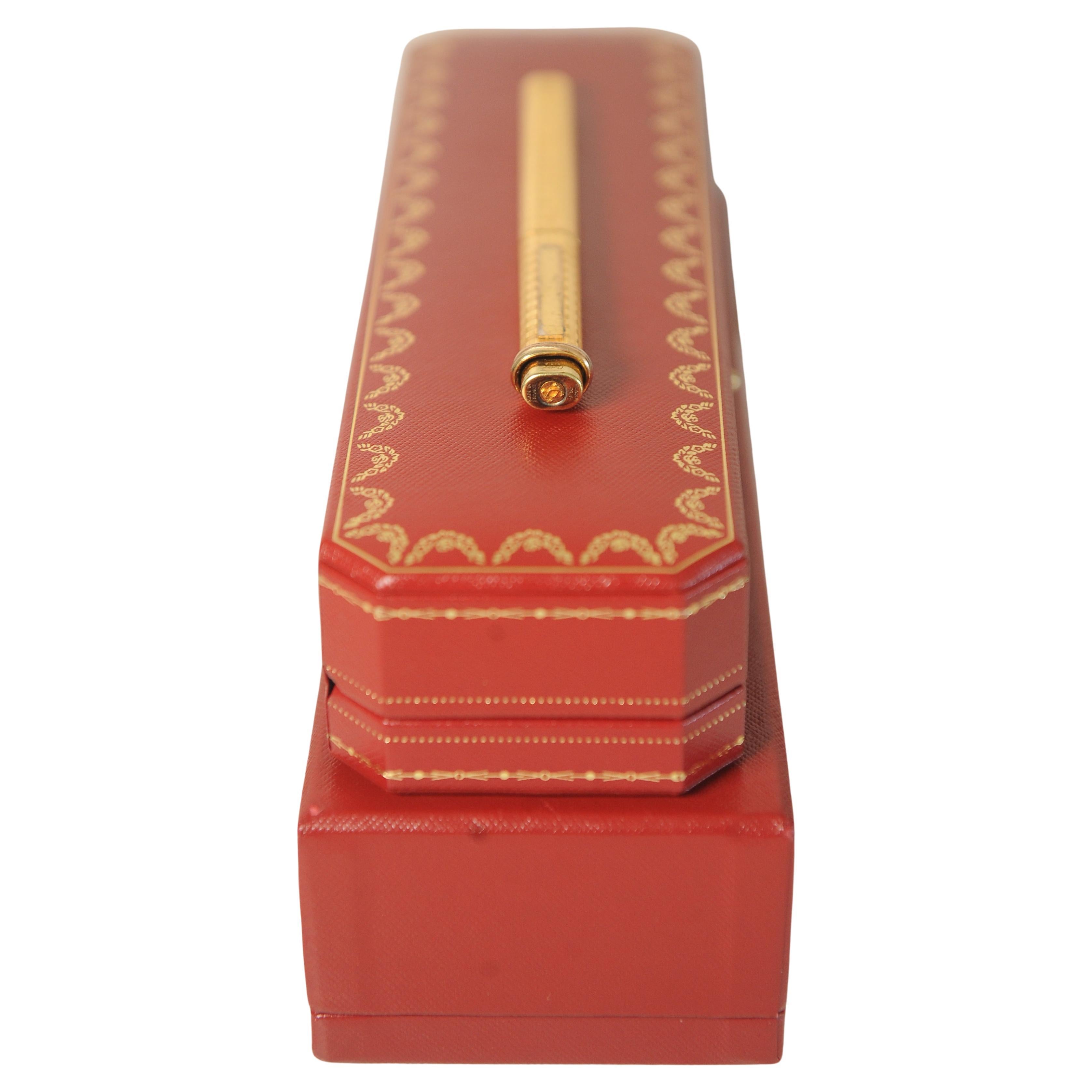 Cartier 18 Carat Gold Plated Trinity Vendome Ballpoint Pen With Cartier Box 1