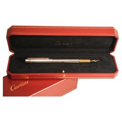 Cartier 18ct Gold Nib & Silver Plated Trinity Fountain Pen With Red Cartier Box
