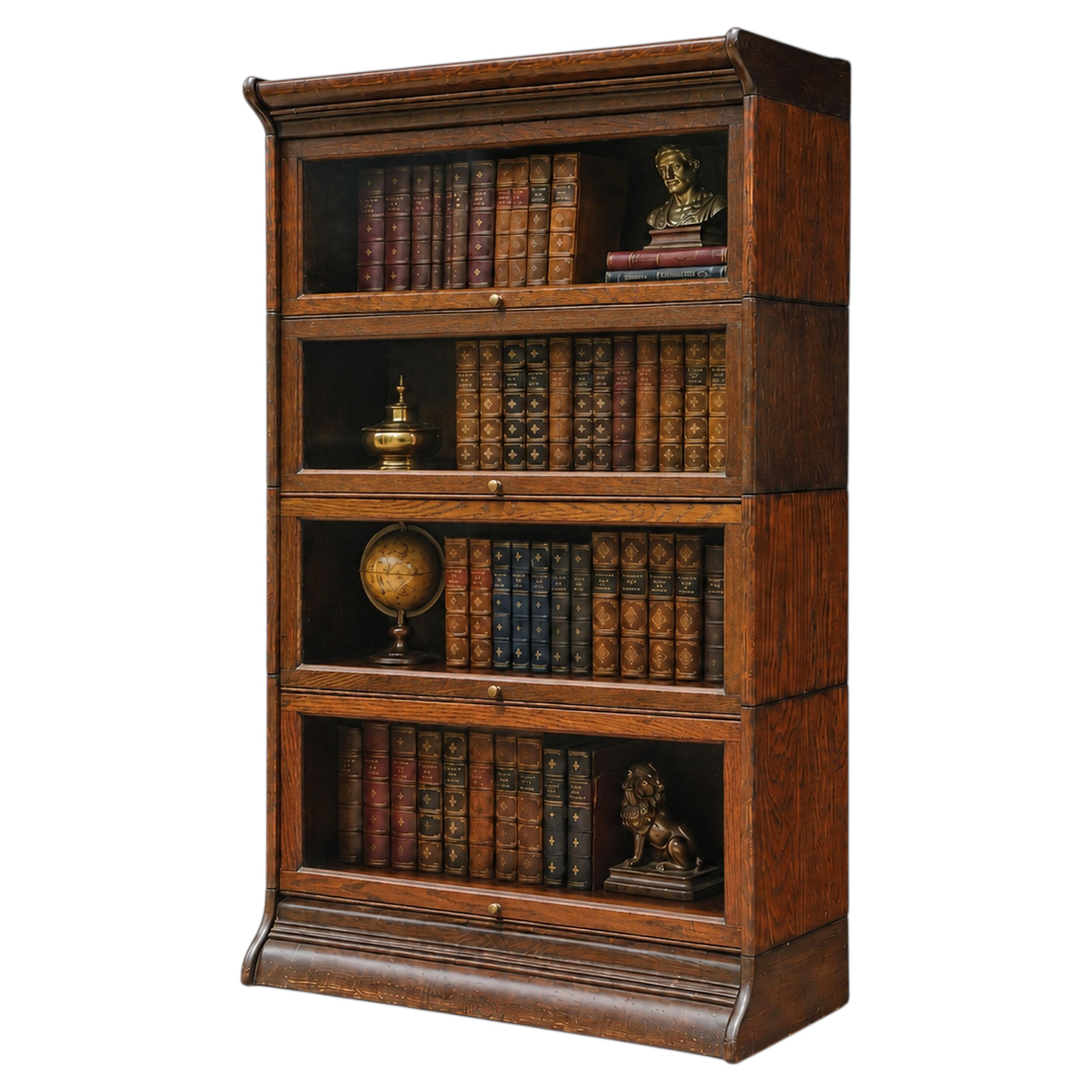 Globe Wernicke Vierstöckiges verglastes Barrister's Bookcase aus den frühen 1900er Jahren