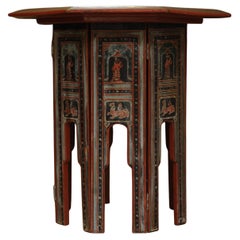 Victorian Liberty of London Style Eastern Folding Tea Table With Paintings 1890s
