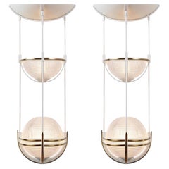 Pair of Bespoke Art Deco Design Holophane Globular Glass Pendant Ceiling Lights
