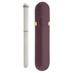 Cartier 18ct Gold Plate Nib Vendome Trinity gebürstet Kugelschreiber, Lederetui
