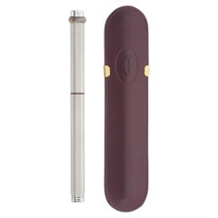 Cartier 18ct Gold Plate Nib Vendome Trinity Brushed Ballpoint Pen, Leather Case