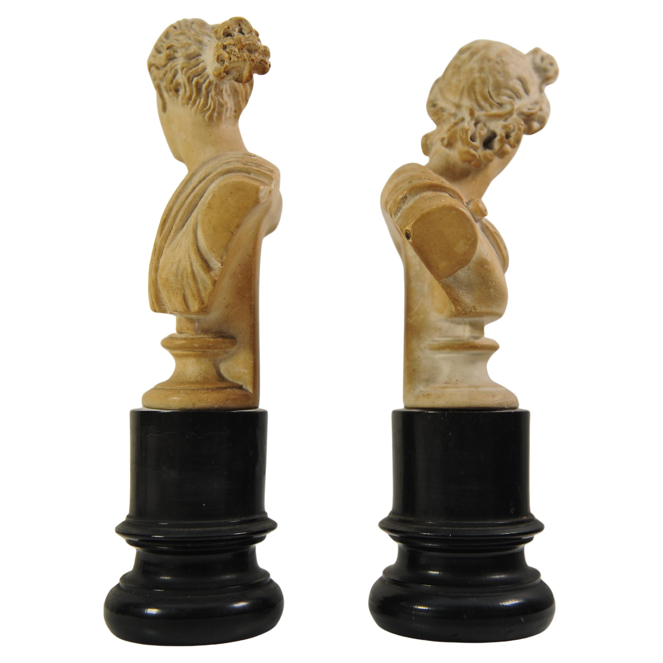 Siglo XVIII Gran Tour Italiano Pareja De Bustos Clásicos Apolo Belvedere y Diana Yeso en venta