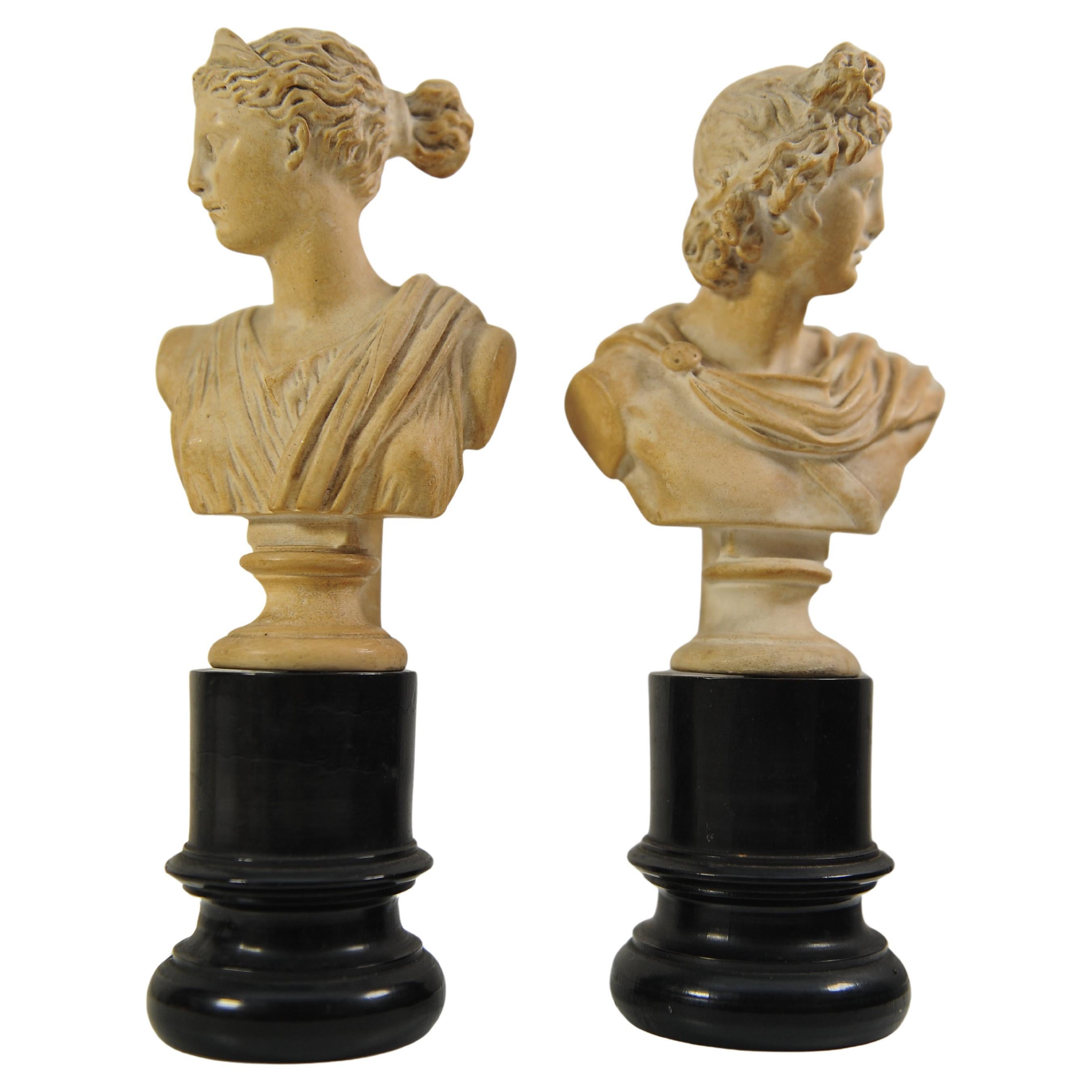 Siglo XVIII Gran Tour Italiano Pareja De Bustos Clásicos Apolo Belvedere y Diana siglo XVIII y antes en venta