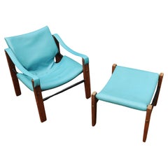 Mid-Century Arkana Teak & Steel Safari Chair & Ottoman, Maurice Burke 1970s
