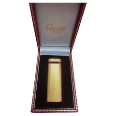 Rare Cartier 18ct Gold Plate Cigarette Lighter With Cartier Box & Guarantee