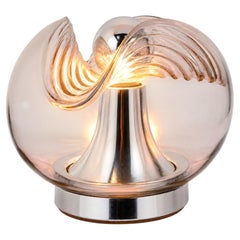 Art Deco Design Table Lamp by Mégal AG, Organic Moulded Glass & Chrome