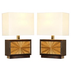 Una coppia di lampade da tavolo David Linley Chelsea Sunburst con interruttore dimmer