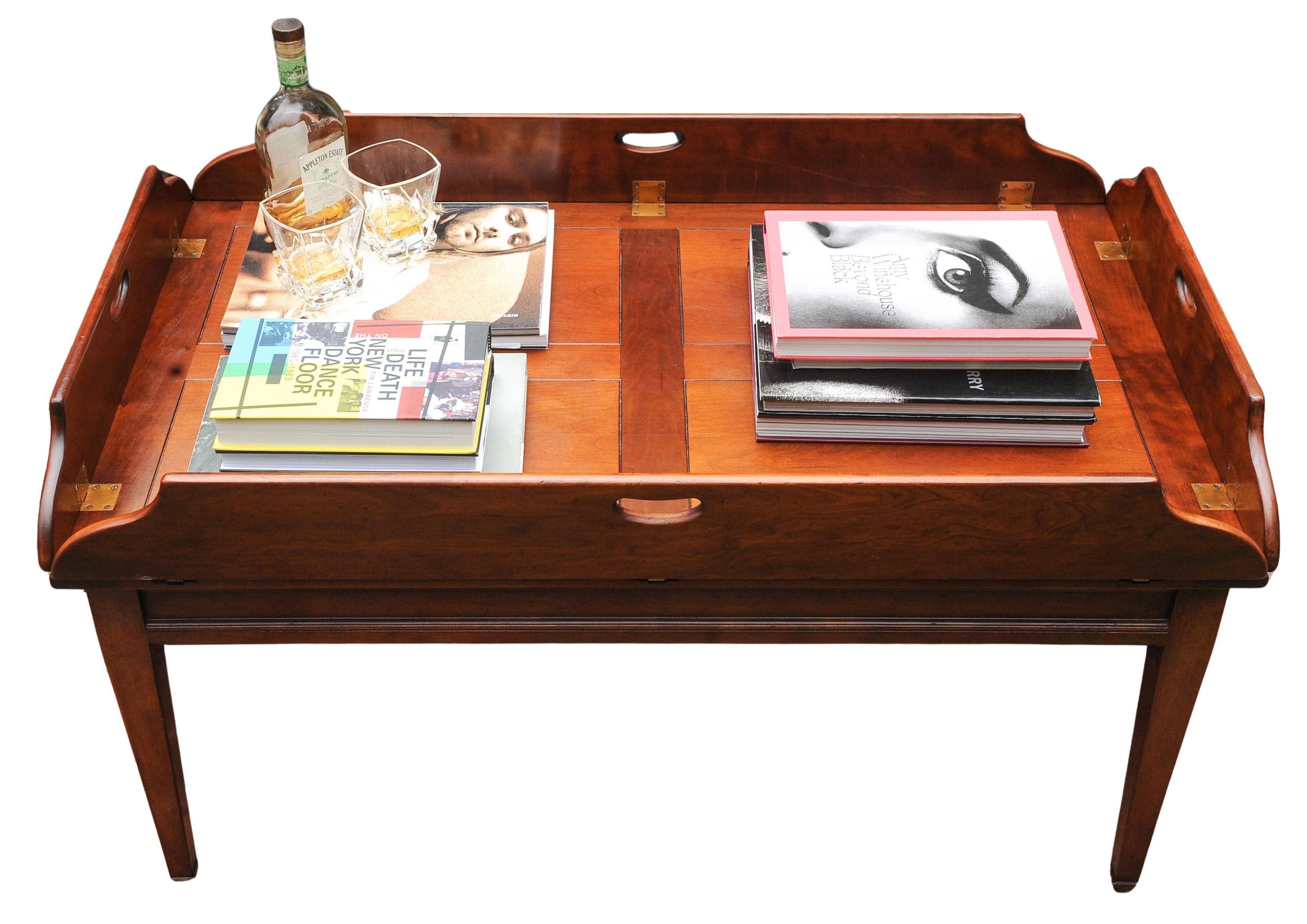 Campaign Mahogany & Brass Butler's Coffee Table Hand Crafted Kennedy Furniture