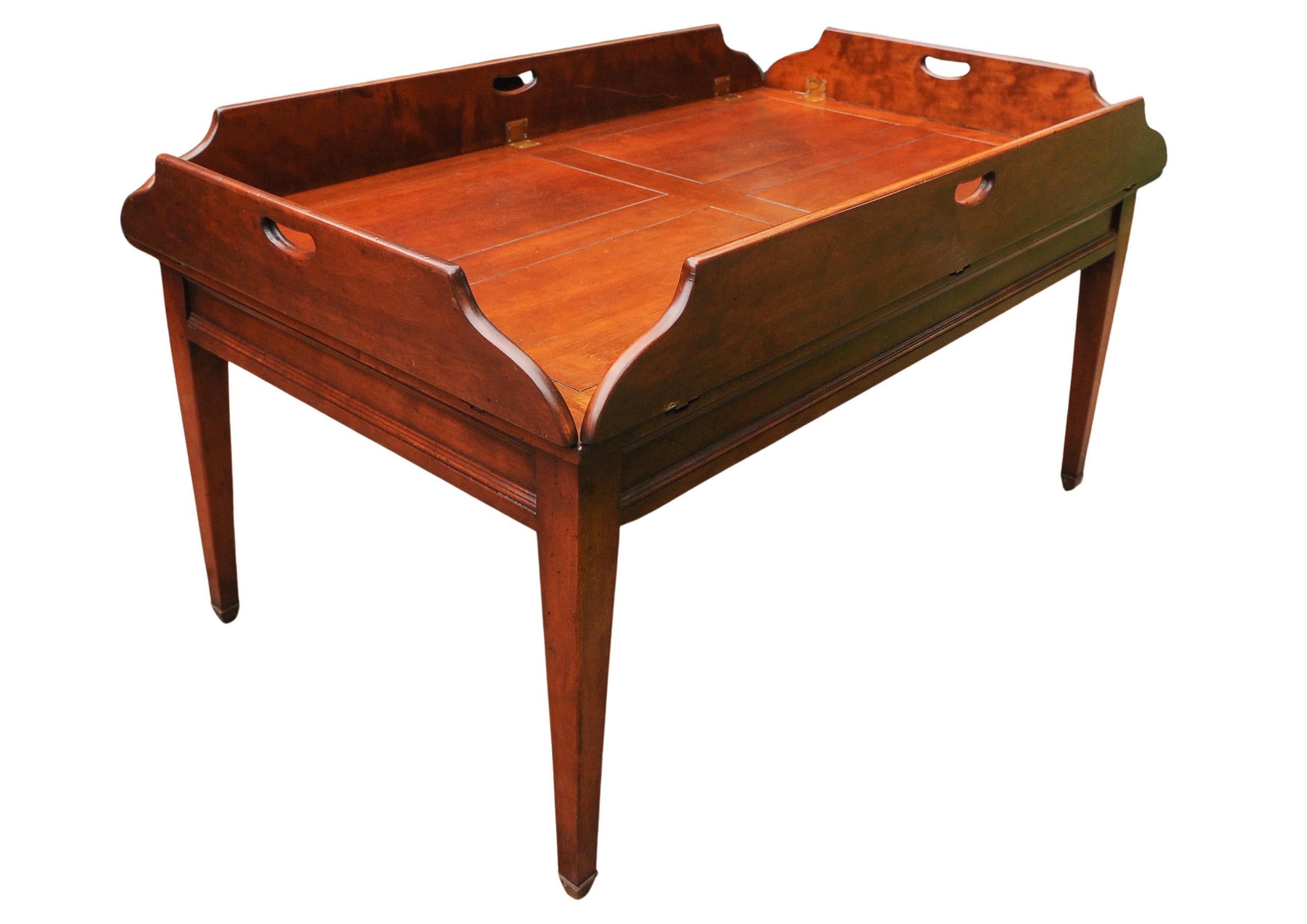 Campaign Mahogany & Brass Butler's Coffee Table Hand Crafted Kennedy Furniture