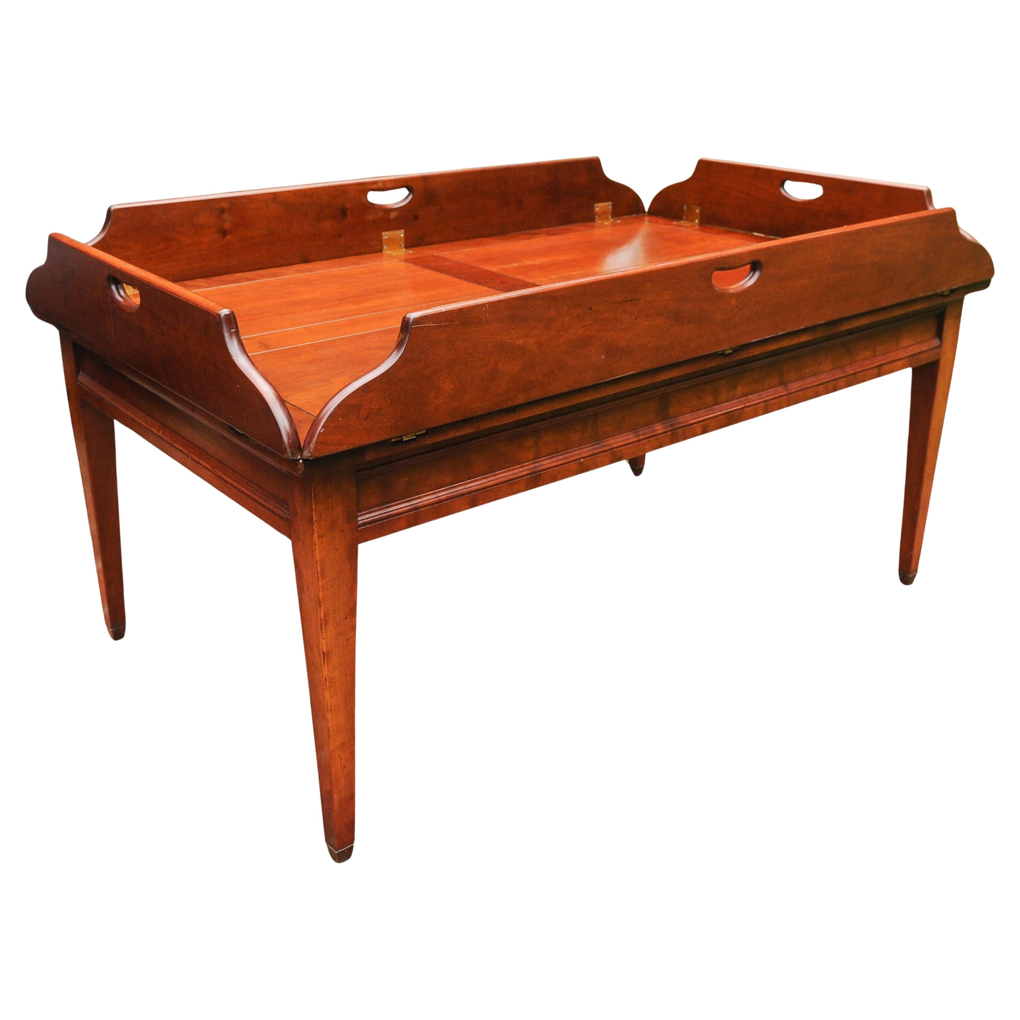 Campaign Mahogany & Brass Butler's Coffee Table Hand Crafted Kennedy Furniture
