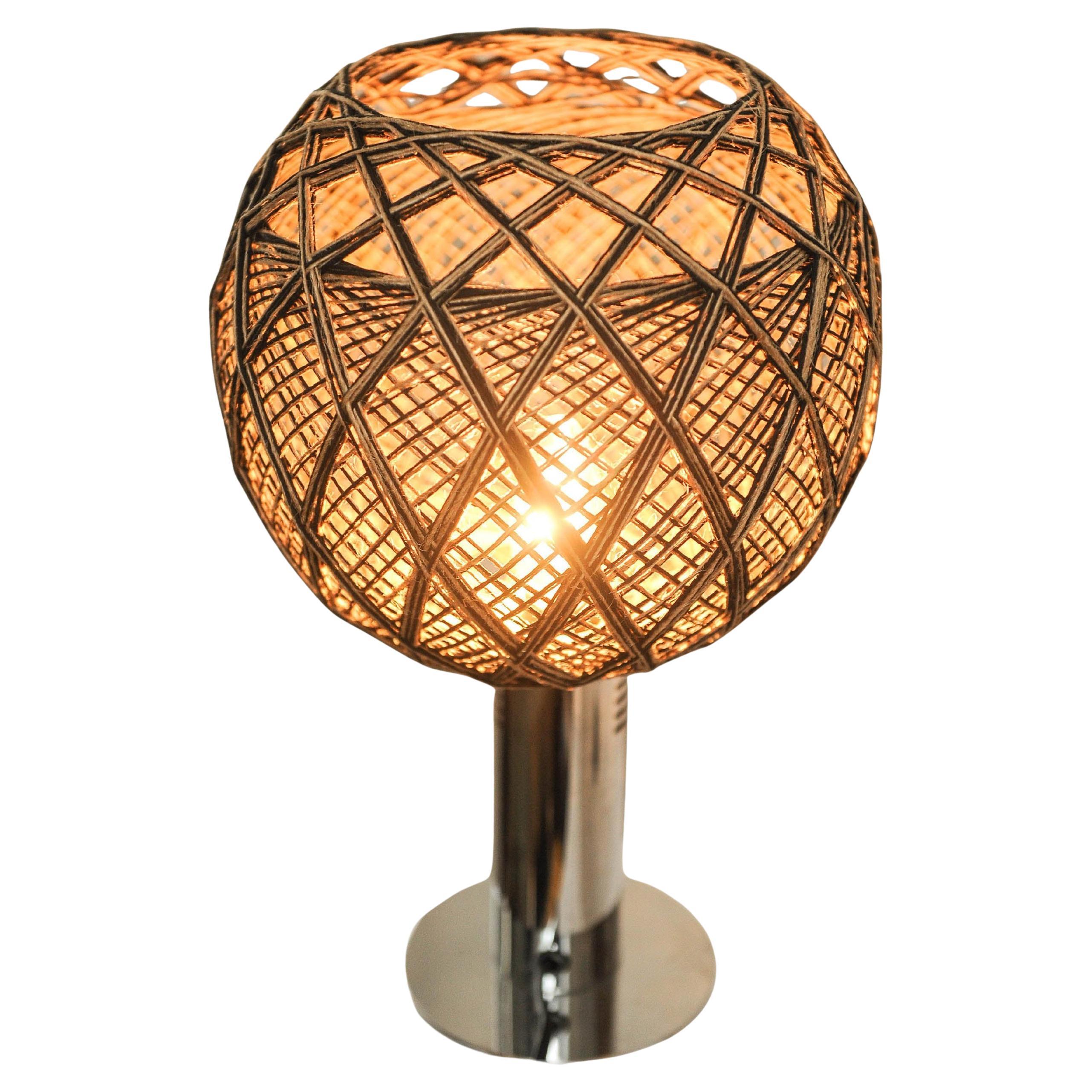 Targetti Sankey Chrome Italian Modern Table Lamp With Exquisite Woven Twine Globular Shade 

Made in Italy, 1970's

Fitted With A Switch & A Two Pin Plug 

Height: 37cm
Width of shade: 22cm