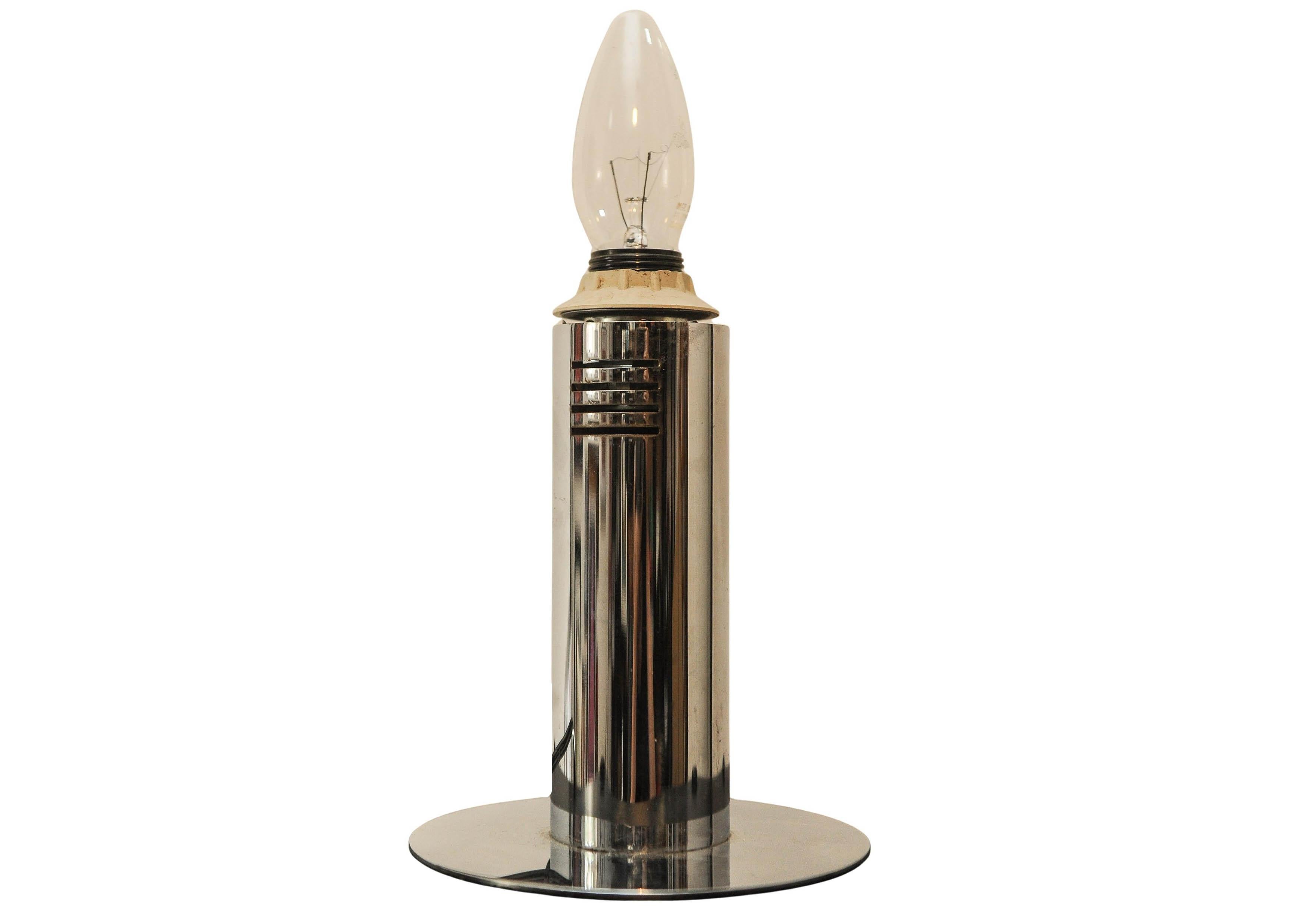 Targetti Sankey Chrome Italian Modern Table Lamp With Exquisite Woven Shade 70's For Sale 2