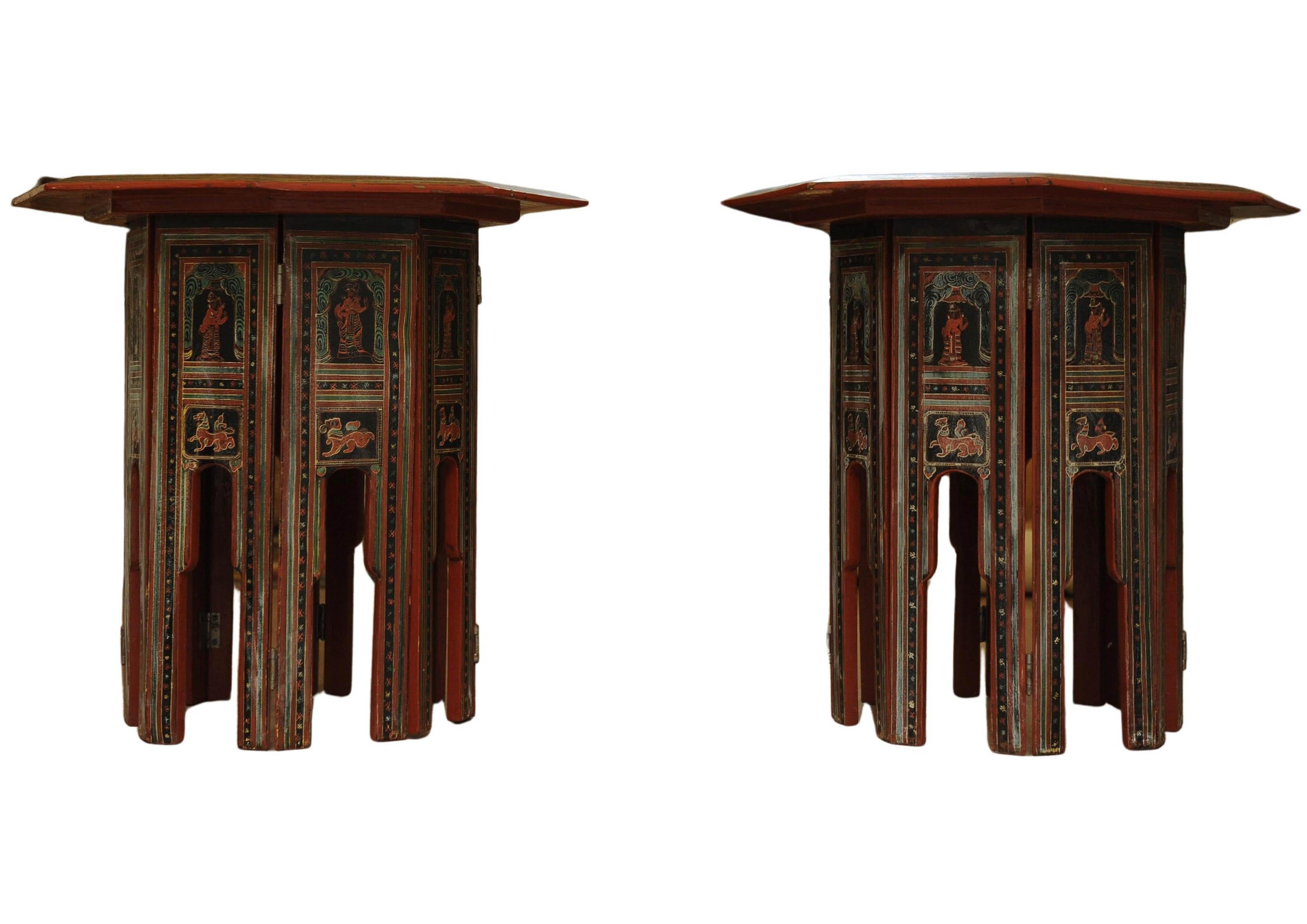 19th Century Pair of Victorian Liberty of London Style Eastern Folding Tea Tables 1890's For Sale