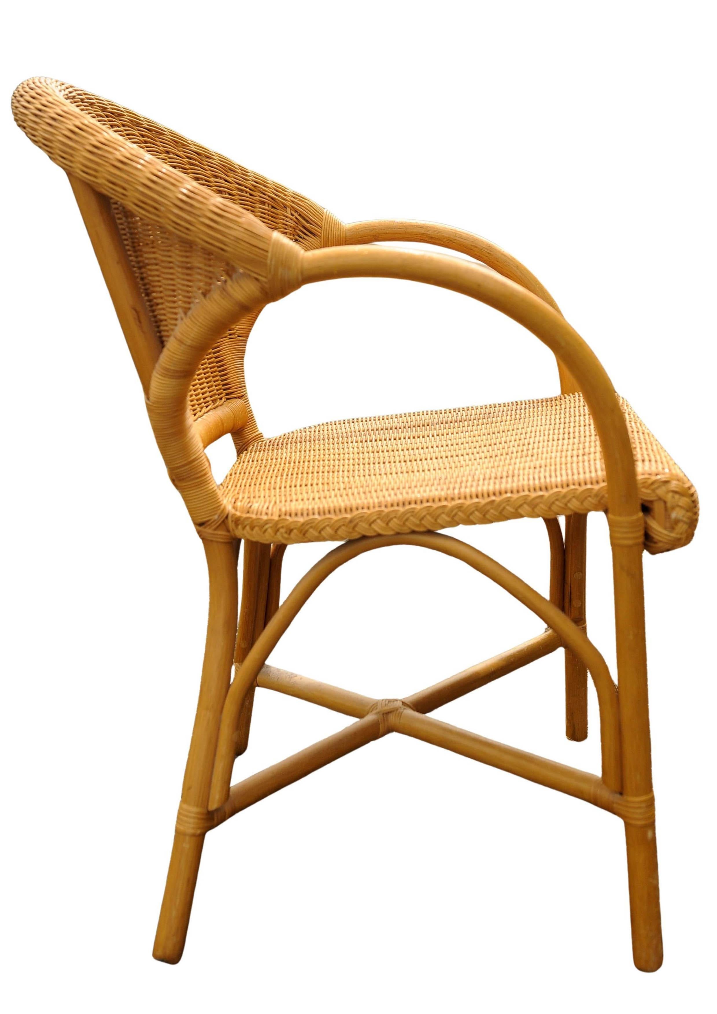 Set aus sechs italienischen Bambus- und Rattansesseln mit Bugholzlehnen im Angebot 1