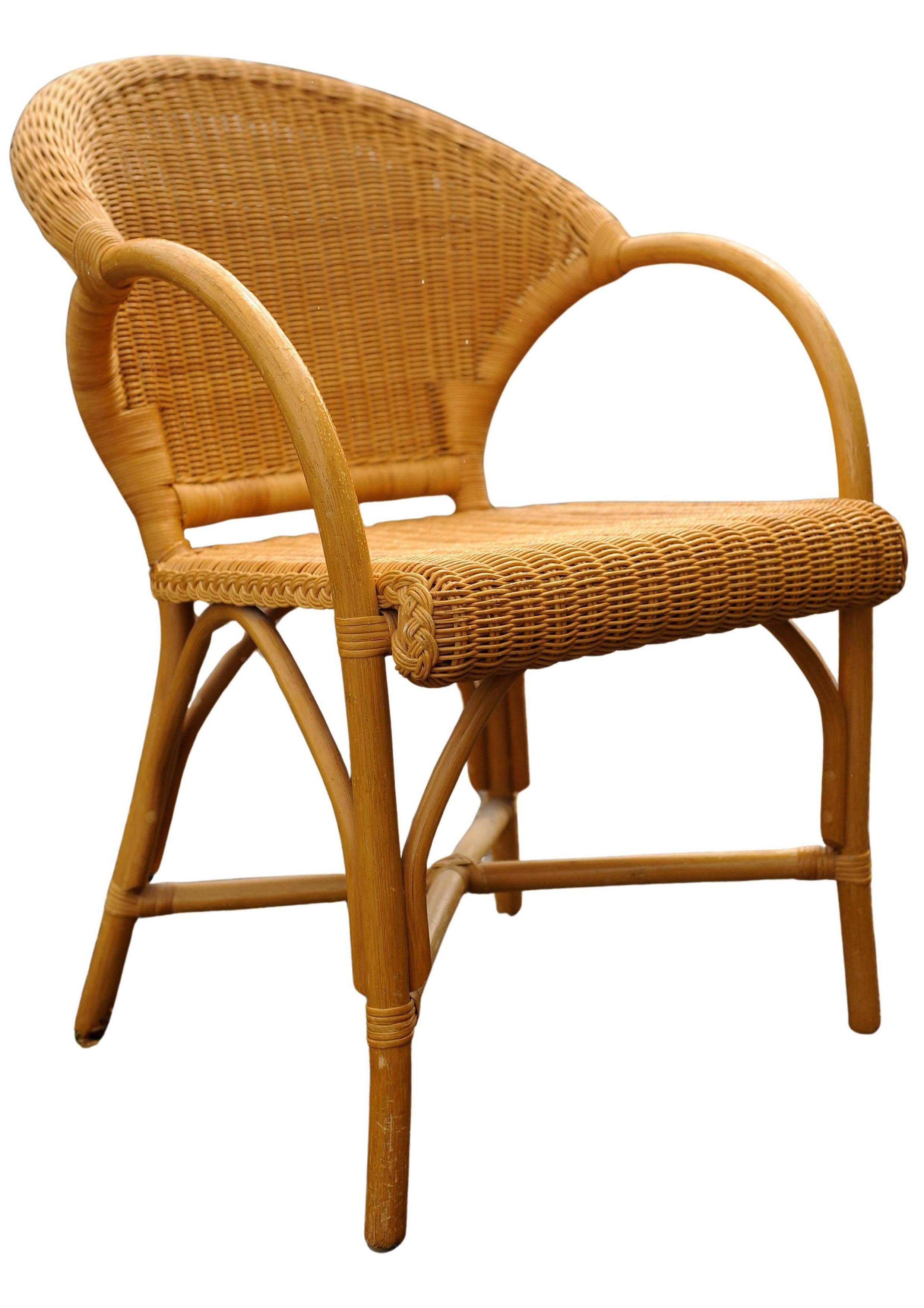 Set aus sechs italienischen Bambus- und Rattansesseln mit Bugholzlehnen im Angebot 3