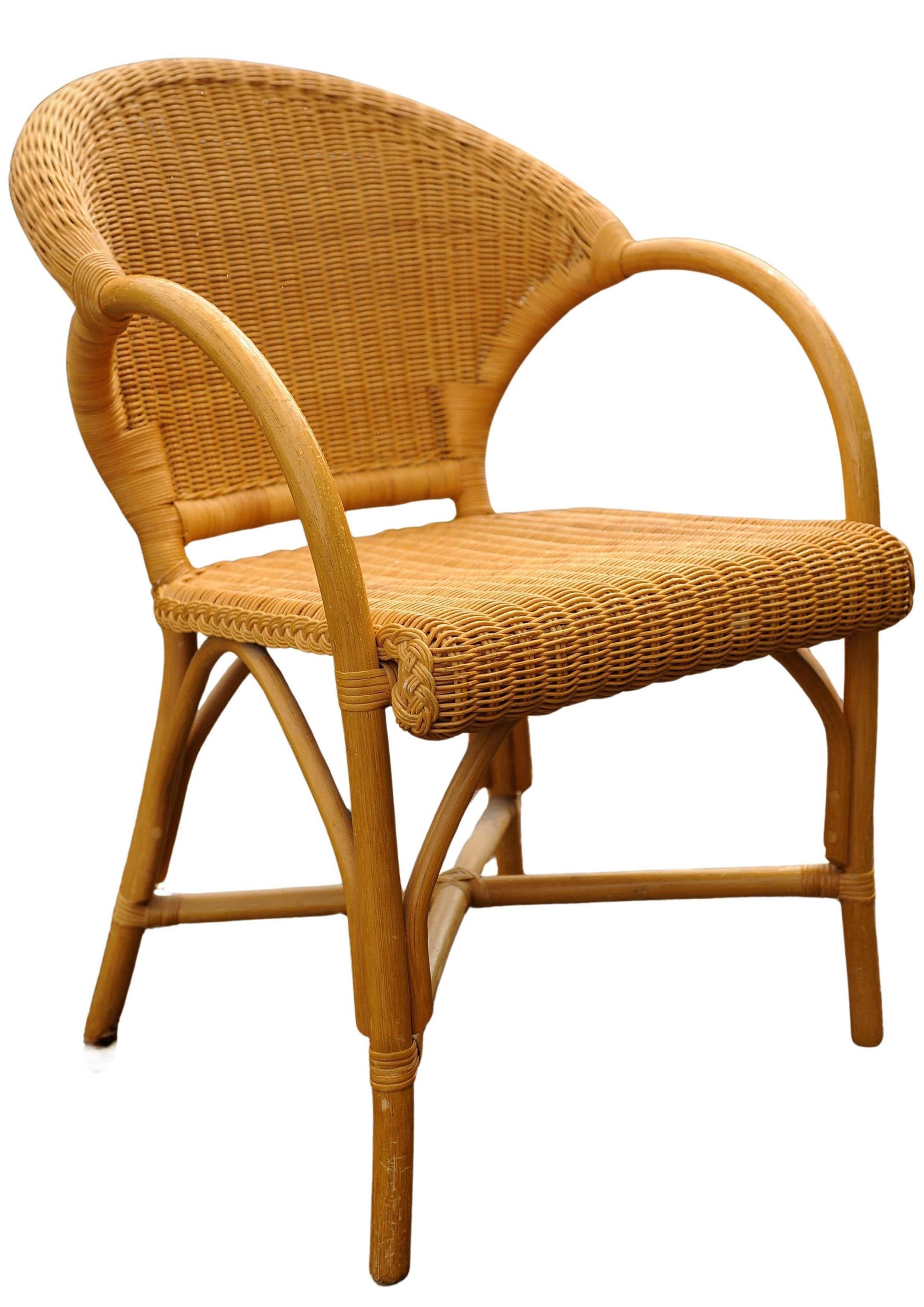 Set aus sechs italienischen Bambus- und Rattansesseln mit Bugholzlehnen im Angebot 2