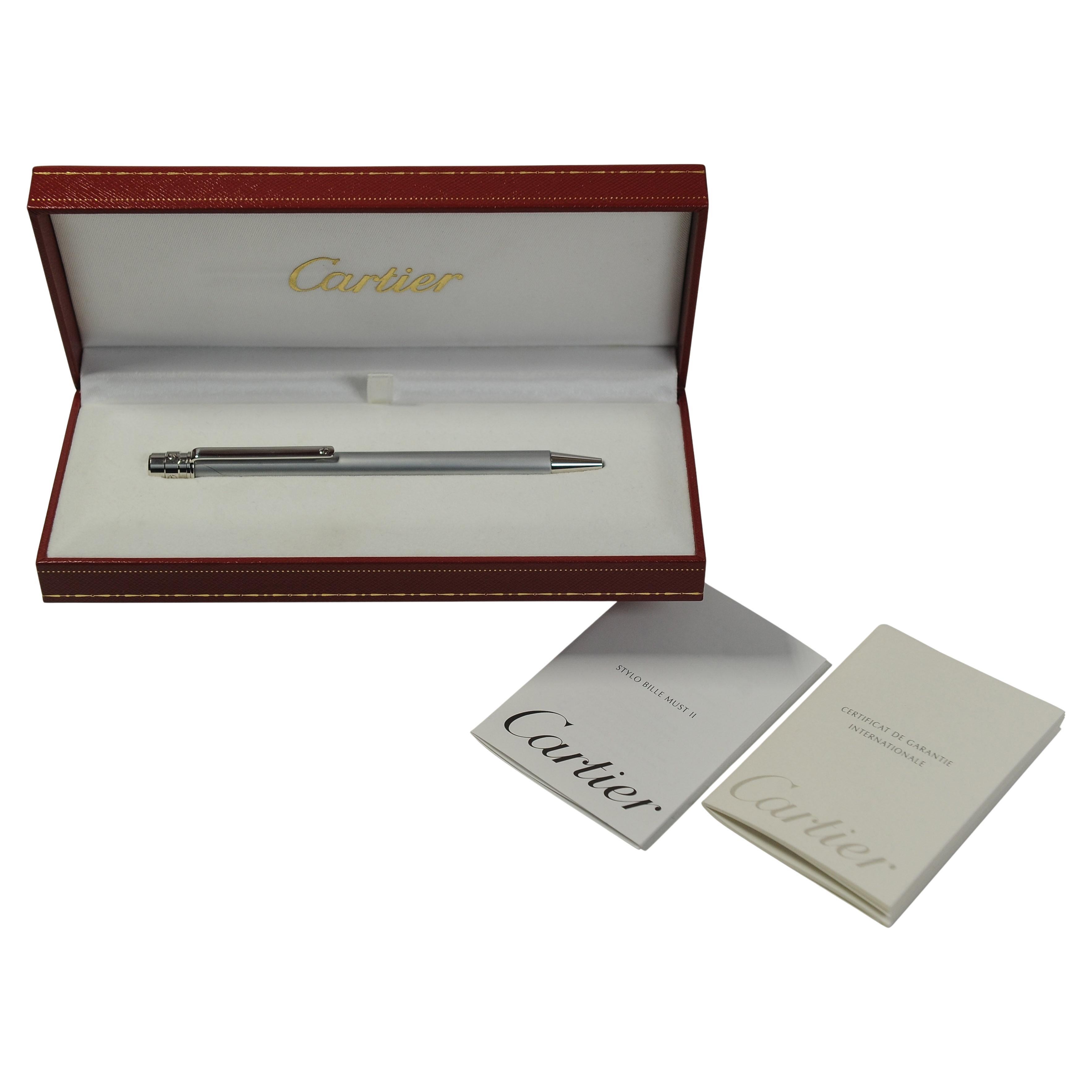 Penna a sfera Cartier Santos Style Billo M Cromo spazzolato in scatola Cartier