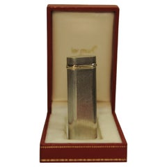 Cartier Brushed Silver Trinity Oval Cigarette Lighter With Cartier Box