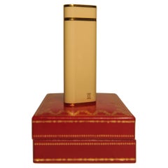 Cartier 18ct Gold Plated Cream Enamel Cigarette Lighter Boxed & Serviced