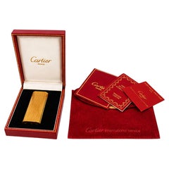 Classic Cartier 18ct Gold Plated Cigarette Lighter Boxed & Velvet Cartier Pouch