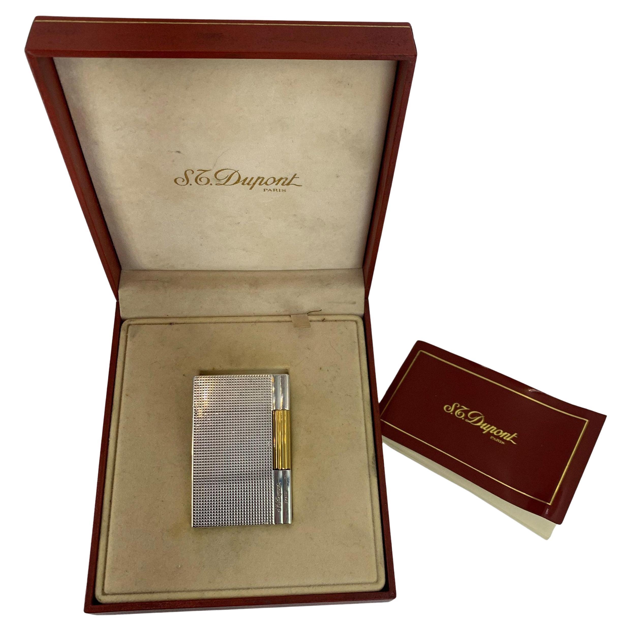 ST Dupont Gatsby Diamond Head Silver Finish Cigarette Lighter With Box 102g