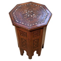 19th Century Hand-Crafted Moroccan Bone Inlay Side Table