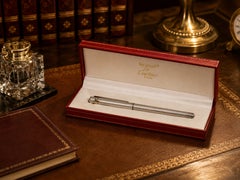 Cartier Trinity Ribbed Silver Plated Ballpoint Pen, 1980s