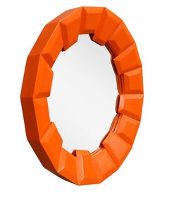Theodore Alexander Large Orange Contemporary Circular Wall Mirror