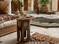 Antique Moroccan Side Table with Bone and Ebony Inlay, 1800s
