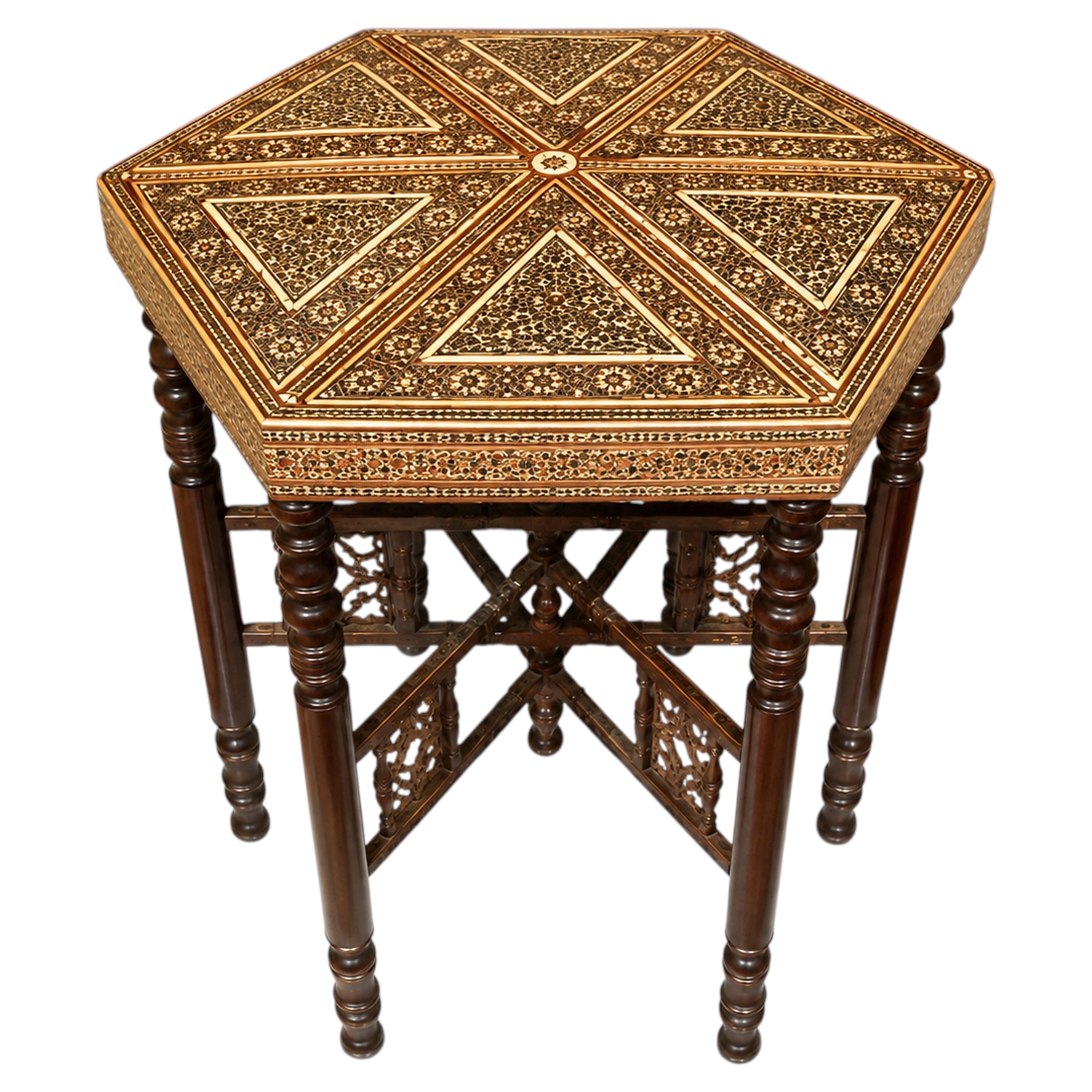 Eastern Khatam Box, Hand-Crafted Inlaid Wood, Geometric Design, 1800s For Sale