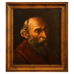 Ritratto a olio su tavola di un maestro antico francese, intitolato “Tête de Vieillard”
