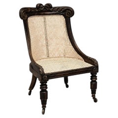 William IV 19th Century Rosewood Caned Bergere Library Chair on Original Castors