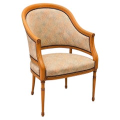 Louis XVI Style Barrel Back Armchairs with Pastel Upholstery