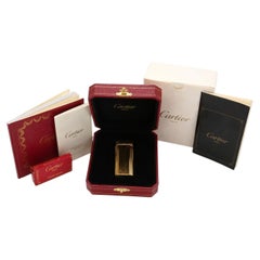 Cartier 18k Gold Plated Trinity Ribbed Pocket Cigarette Lighter & Cartier Box