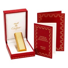 Rare Cartier 18ct Gold Plate Lighter With Black Leather Cigarette Case & Box