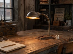 Circa 1930s Art Deco Gooseneck Desk Lamp with Cast Metal Base