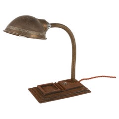 Circa 1930s Art Deco Gooseneck Desk Lamp with Cast Metal Base