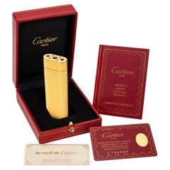 Rare Cartier 18ct Gold Plated Gem Stone Cigarette Lighter With Box