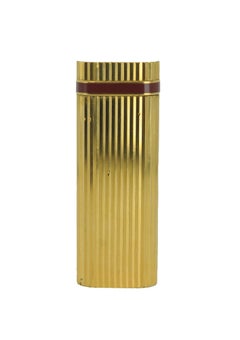 Raro accendino Godron placcato oro 18ct Cartier e portasigarette Cartier in pelle